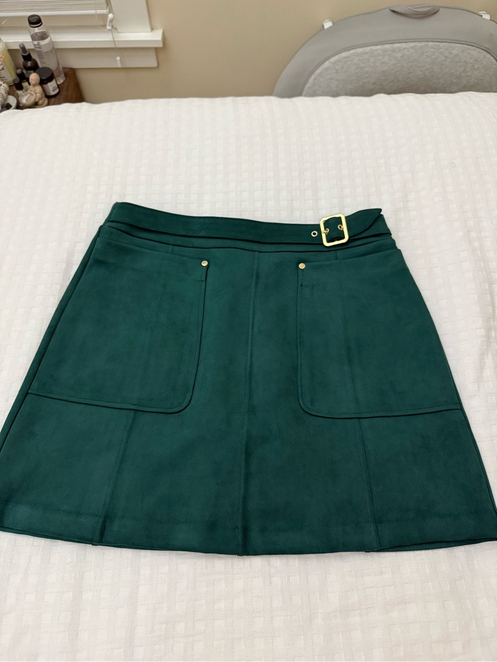 Marc New York Dark Green Suede-Look Skirt Size M nwot